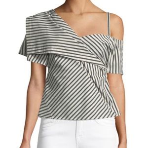 one shoulder stripped theory shirt